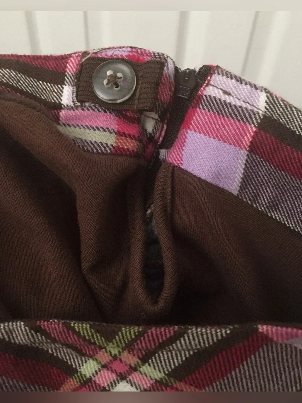 Gymboree Plaid Girls Skort Skirt Size 8 Zipper Purple Plum Pink Adjustable Waist